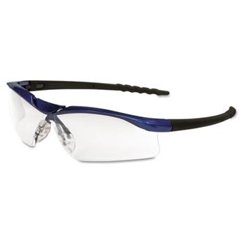 Crews Dallas Wraparound Safety Glasses, Metallic Blue Frame, Clear AntiFog Lens