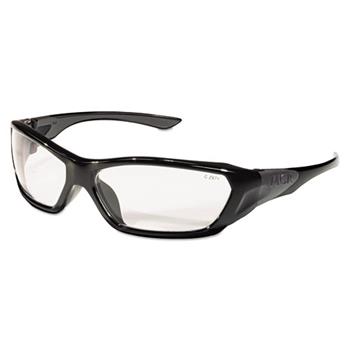 Crews ForceFlex Safety Glasses, Black Frame, Clear Lens