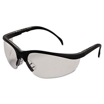 Crews Klondike Safety Glasses, Matte Black Frame, Clear Lens, 12/BX