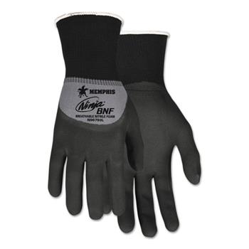 Memphis Ninja Breathable Nitrile Foam Nylon Gloves, Black, X-Large, 12/PK