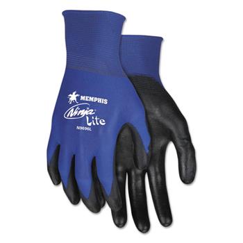 Memphis Ultra Tech Tactile Dexterity Work Gloves, Blue/Black, Large, 1 dozen