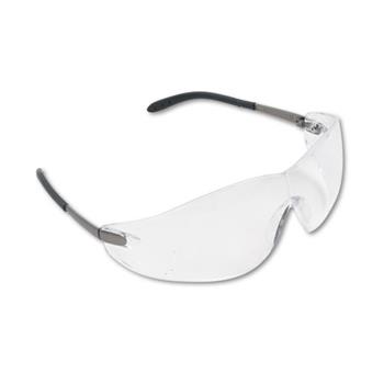 Crews Blackjack Wraparound Safety Glasses, Chrome Plastic Frame, Clear Lens