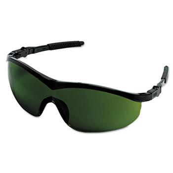 Crews Storm Safety Glasses, Black Frame, Green 3.0 Lens, Nylon/Polycarbonate