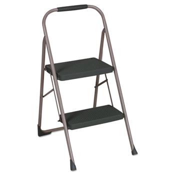 Cosco 2-Step Big Step Folding Stool, 200lb, 22&quot; Spread, Black/Gray