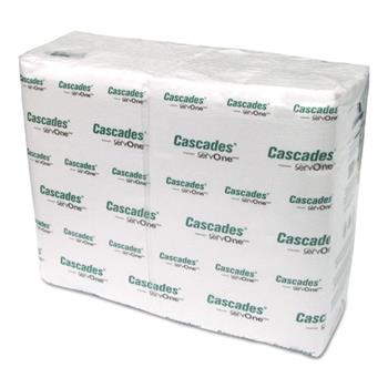 Cascades PRO Cascades for ServOne Napkins, 1-Ply, 4 1/4&quot; W x 6 1/2&quot; L, White, 376 Napkins/Pack, 16 Packs/Carton