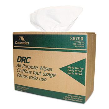 Cascades PRO Double Recrepe Wipers, 9 3/4 x 16 1/2, White, 100/Box, 8 Box/Carton