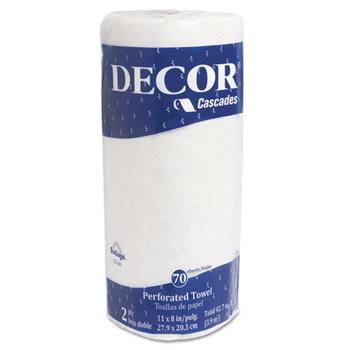 Cascades PRO Decor Perforated Roll Towel, 2-Ply, 8 x 11, White, 70/Roll, 30 Roll/Carton