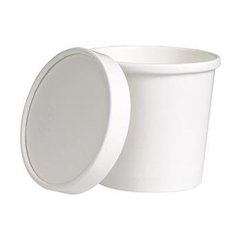 Chef&#39;s Supply  Food Conatiner with Lid, Paper, Round, 8 oz, White, 250/Case