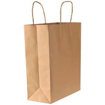 Chef&#39;s Supply Cantina Paper Shopping Bags With Handles, 55 lb, 10&quot; L x 6.7&quot; W x 12&quot; H, Kraft, 250 Bags/Case