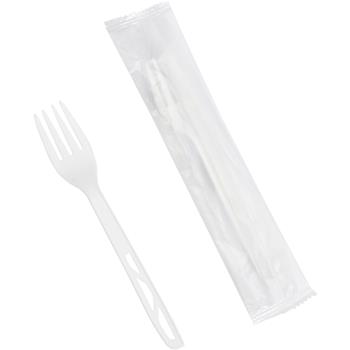 W.B. Mason Co. Compostable Individually Wrapped Forks, Plastic, Ivory, 1000 Forks/Case