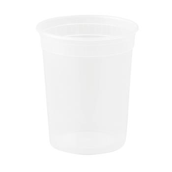 Chef&#39;s Supply Deli Container, Plastic, Round, 32 oz, Clear, 500/Case