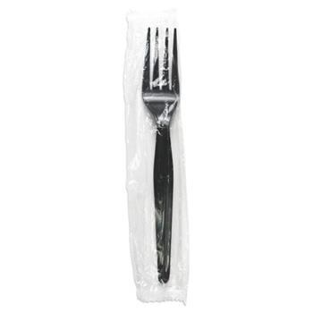 Chef&#39;s Supply Individually Wrapped Forks, Heavy Weight, Plastic, Black, 1000 Forks/Case