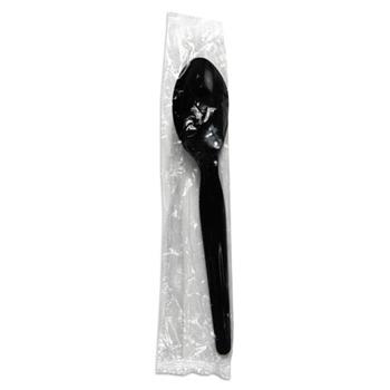 Chef&#39;s Supply Individually Wrapped Teaspoons, Heavy Weight, Plastic, Black, 1000 Teaspoons/Case