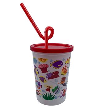 W.B. Mason Co. Kids Cup with Lid and Straw, Plastic, 12 oz, 250/Case
