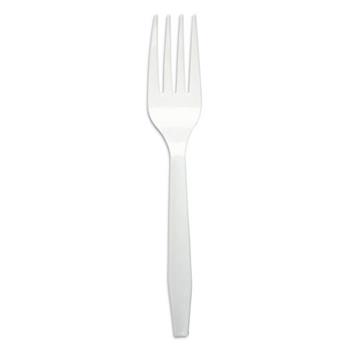 Chef&#39;s Supply Mediumweight Polystyrene Forks, White, 100/Box