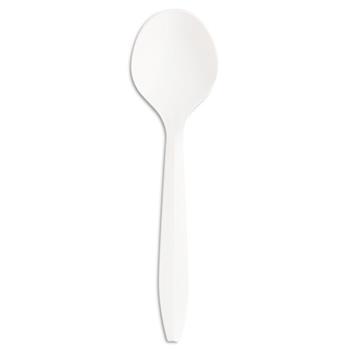 Chef&#39;s Supply Soup Spoons, Medium Weight, Plastic, White, 100 Soup Spoons/Box