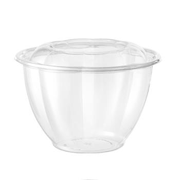 YesPac Salad Bowl Combo, Plastic, Round, 48 oz, Clear, 150/Case
