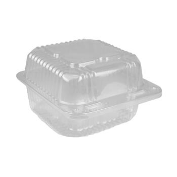 Chef&#39;s Supply Hinged Plastic Container, Clear, 6 x 6, 500/CS