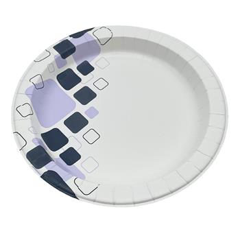 Chef&#39;s Supply Heavy Weight Paper Plate, 8.5&quot; Diameter, Purple Shapes Pattern,  125 Plates/Pack, 500 Plates/Case