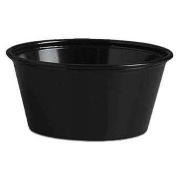 Chef&#39;s Supply Portion Cup, Black, Polypropylene, 1 oz., 2,500 Cups/Case