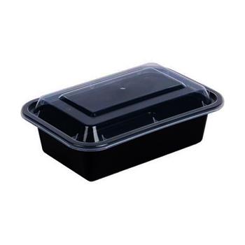 Chef&#39;s Supply Microwaveable Takeout Container, Plastic, Rectangular, 24 oz, Black, 150/Case