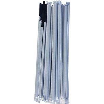 Chef&#39;s Supply Jumbo Straws, 7.75&quot;, Individually Wrapped, Black Plastic, 500 Straws/Box