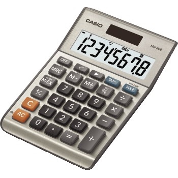 Casio&#174; MS-80B Tax and Currency Calculator, 8-Digit LCD