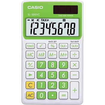 Casio 8-Digit Portable Calculator, Baby Leaf Green