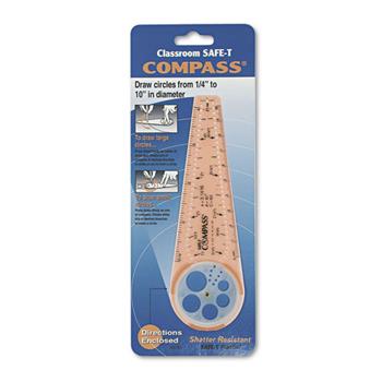 Classroom SAFE-T Products Compass, 10&quot; Maximum Diameter, Plastic, Orange