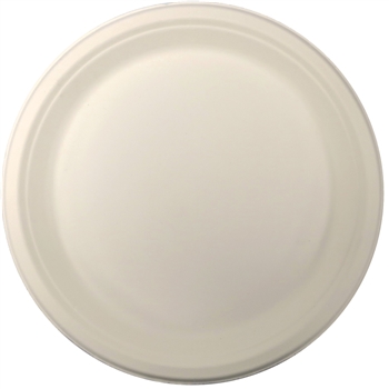 Chef&#39;s Supply Compostable Bagasse Plate, 10 in Round, White, 500/CS