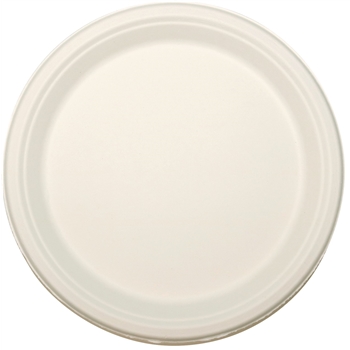 Chef&#39;s Supply Compostable Bagasse Plate, 9&quot; Round, White, 500/CS