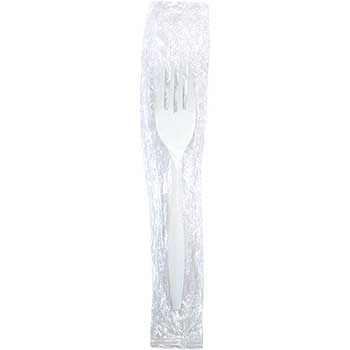 Crystalware Individually Wrapped Forks, Medium Weight, Plastic, White, 1000 Forks/Case
