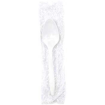 Crystalware Teaspoon, Medium-Weight, Individually Wrapped, White, 1000/CS