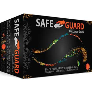 Safe Guard Powder-Free Nitrile General Purpose Gloves, Extra-Large, Black, 100/BX