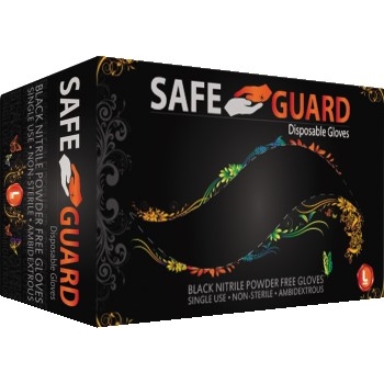Safe Guard Powder-Free Nitrile General Purpose Gloves, Large, Black, 100/BX