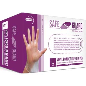 Safe Guard Powder-Free General Purpose Gloves, Vinyl, Small, 1000/CT