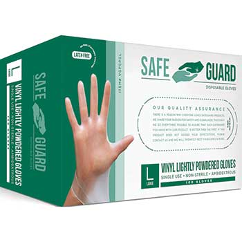 Safe Guard Powdered General Purpose Gloves, Vinyl, Large, 100/BX, 10 BX/CT