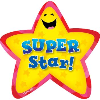 Creative Teaching Press Star Badges, Super Star, 3 1/4&quot; x 3 1/4&quot;