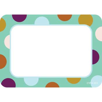 Creative Teaching Press Dots on Turquoise Self-Adhesive Name Tags, 4 1/2&quot; x 2 1/2&quot;, 36/PK