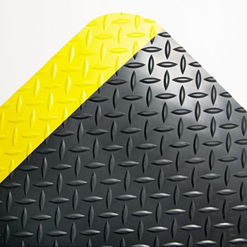 Crown Industrial Deck Plate Anti-Fatigue Mat, Vinyl, 24 x 36, Black/Yellow Border