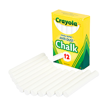Crayola Anti-Dust&#174; White Chalk, Tuck Box, 12/BX