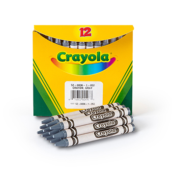 Crayola Bulk Crayons, Regular Size, Gray, 12/BX
