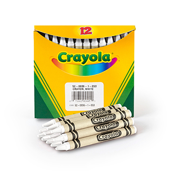 Crayola Bulk Crayons, Regular Size, White, 12/BX