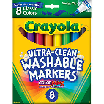 Crayola ColorMax™ Markers, Ultra-Clean Washable, Wedge Tip, 8/PK
