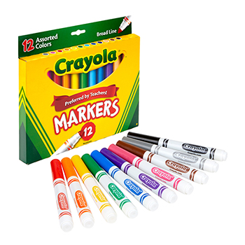 Crayola Assorted, Broad Line Markers, 12/ST