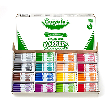Crayola Marker Classpack, 16 Colors, Broad Line, 256/BX