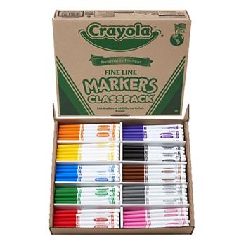 Crayola Marker Classpack, 10 Colors, Fine Line, 200/BX