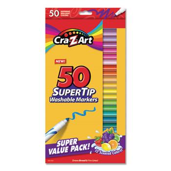 Cra-Z-Art Washable SuperTip Markers, Broad/Fine Bullet Tip, Assorted Colors, 50/Set