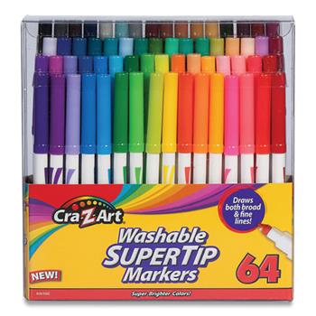Cra-Z-Art Washable SuperTip Markers, Broad/Fine Bullet Tip, Assorted Colors, 64/Set