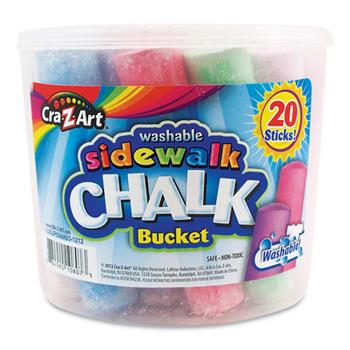 Cra-Z-Art Washable Sidewalk Jumbo Chalk in Storage Bucket with Lid and Handle, 20 Assorted Colors